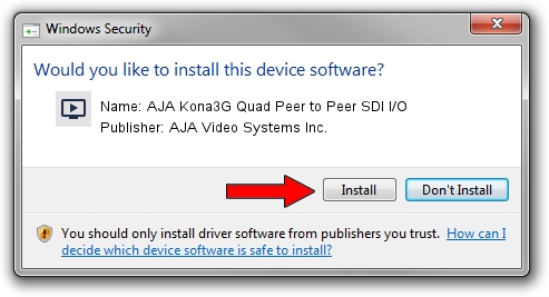 AJA Video Systems Inc. AJA Kona3G Quad Peer to Peer SDI I/O driver installation 112055