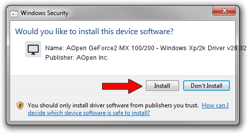AOpen Inc. AOpen GeForce2 MX 100/200 - Windows Xp/2k Driver v28.32 driver installation 1436804