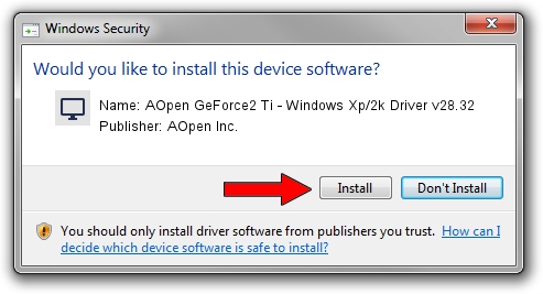 AOpen Inc. AOpen GeForce2 Ti - Windows Xp/2k Driver v28.32 driver installation 1436781