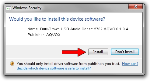 AQVOX Burr-Brown USB Audio Codec 2702 AQVOX 1.0.4 setup file 1022676