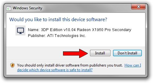 ATI Technologies Inc. 3DP Edition v10.04 Radeon X1950 Pro Secondary driver installation 1051021