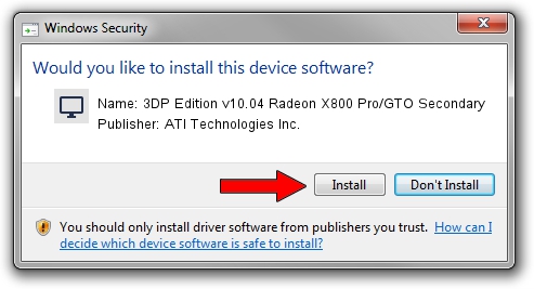 ATI Technologies Inc. 3DP Edition v10.04 Radeon X800 Pro/GTO Secondary driver installation 1110874