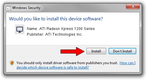 ATI Technologies Inc. ATI Radeon Xpress 1200 Series driver installation 1186813