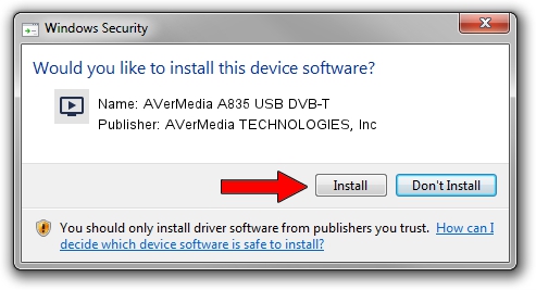 AVerMedia TECHNOLOGIES, Inc AVerMedia A835 USB DVB-T setup file 1102648