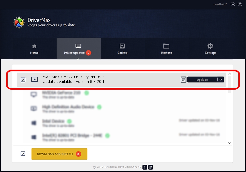 AVerMedia TECHNOLOGIES, Inc. AVerMedia A827 USB Hybrid DVB-T driver update 1700859 using DriverMax