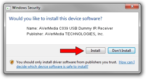 AVerMedia TECHNOLOGIES, Inc. AVerMedia C039 USB Dummy IR Receiver driver installation 1199448