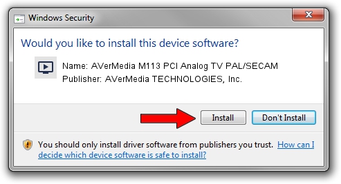 AVerMedia TECHNOLOGIES, Inc. AVerMedia M113 PCI Analog TV PAL/SECAM setup file 544750