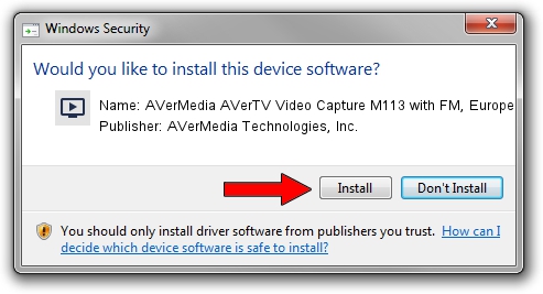 AVerMedia Technologies, Inc. AVerMedia AVerTV Video Capture M113 with FM, Europe driver download 1323101