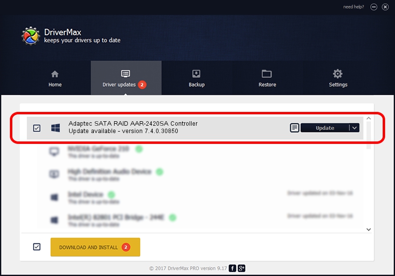 Adaptec Adaptec SATA RAID AAR-2420SA Controller driver update 1245219 using DriverMax