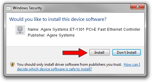Agere Systems Agere Systems ET-1301 PCI-E Fast Ethernet Controller driver installation 1732376