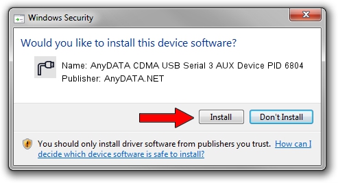 AnyDATA.NET AnyDATA CDMA USB Serial 3 AUX Device PID 6804 setup file 2103740