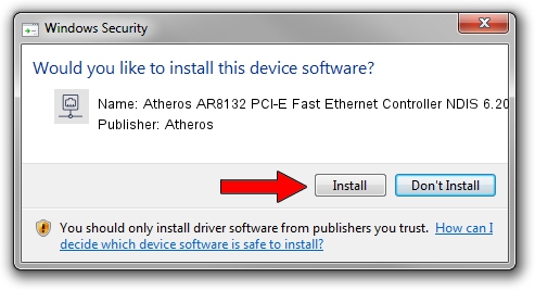 Atheros Atheros AR8132 PCI-E Fast Ethernet Controller NDIS 6.20 driver installation 1052140