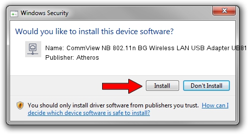 Atheros CommView NB 802.11n BG Wireless LAN USB Adapter UB81 driver installation 840126