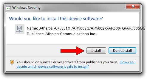 Atheros Communications Inc. Atheros AR5001X /AR5002G/AR5002X/AR5004G/AR5005GS Wireless Network Adapter driver installation 1264949