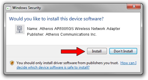 Atheros Communications Inc. Atheros AR5005GS Wireless Network Adapter setup file 1708964