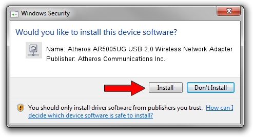 Atheros Communications Inc. Atheros AR5005UG USB 2.0 Wireless Network Adapter setup file 1394328