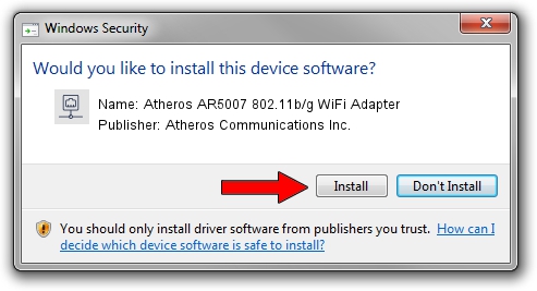 Atheros Communications Inc. Atheros AR5007 802.11b/g WiFi Adapter setup file 1060847