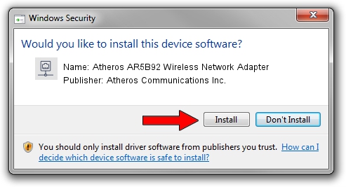 Atheros Communications Inc. Atheros AR5B92 Wireless Network Adapter setup file 1272680