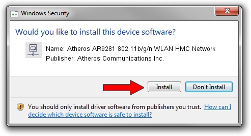 Atheros Communications Inc. Atheros AR9281 802.11b/g/n WLAN HMC Network driver installation 1032609