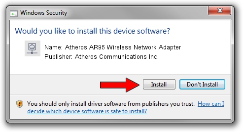 Atheros Communications Inc. Atheros AR95 Wireless Network Adapter driver installation 1011892