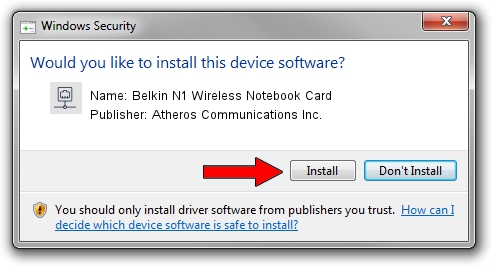 Atheros Communications Inc. Belkin N1 Wireless Notebook Card driver installation 1044172