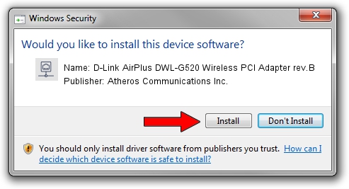 Atheros Communications Inc. D-Link AirPlus DWL-G520 Wireless PCI Adapter rev.B setup file 2044037