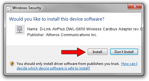 Atheros Communications Inc. D-Link AirPlus DWL-G650 Wireless Cardbus Adapter rev.C setup file 1261863