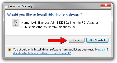 Atheros Communications Inc. LAN-Express AS IEEE 802.11g miniPCI Adapter setup file 1289667