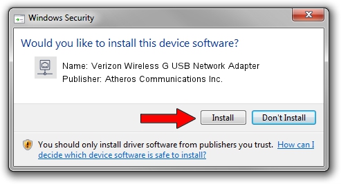 Atheros Communications Inc. Verizon Wireless G USB Network Adapter setup file 1341500