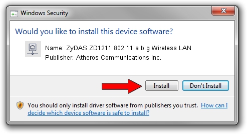 Atheros Communications Inc. ZyDAS ZD1211 802.11 a b g Wireless LAN setup file 1160108