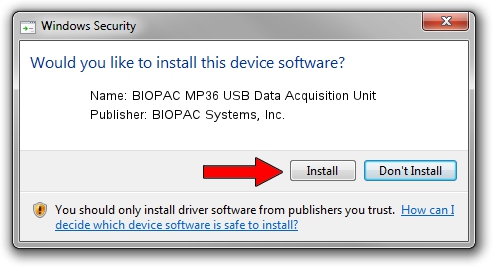 BIOPAC Systems, Inc. BIOPAC MP36 USB Data Acquisition Unit setup file 2095313