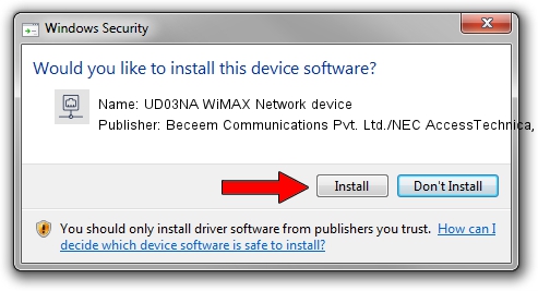 Beceem Communications Pvt. Ltd./NEC AccessTechnica, Ltd. UD03NA WiMAX Network device driver installation 1815553