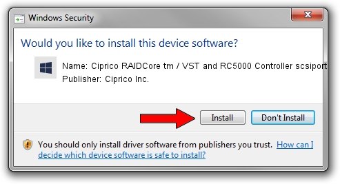 Ciprico Inc. Ciprico RAIDCore tm / VST and RC5000 Controller scsiport setup file 1590925
