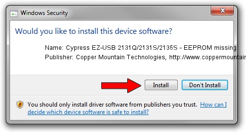Copper Mountain Technologies, http://www.coppermountaintech.com Cypress EZ-USB 2131Q/2131S/2135S - EEPROM missing driver installation 4447302