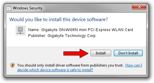 Gigabyte Technology Corp. Gigabyte GN-WI06N mini PCI Express WLAN Card driver download 1910