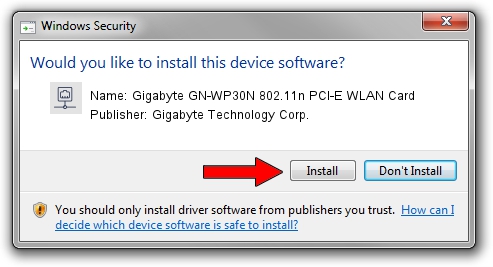 Gigabyte Technology Corp. Gigabyte GN-WP30N 802.11n PCI-E WLAN Card driver installation 1067623