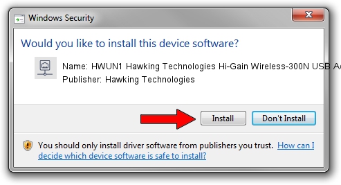 Hawking Technologies HWUN1 Hawking Technologies Hi-Gain Wireless-300N USB Adapter w/ Upgradable Antenna driver installation 1093815