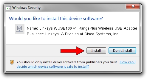 Linksys, A Division of Cisco Systems, Inc. Linksys WUSB100 v1 RangePlus Wireless USB Adapter driver installation 1836117