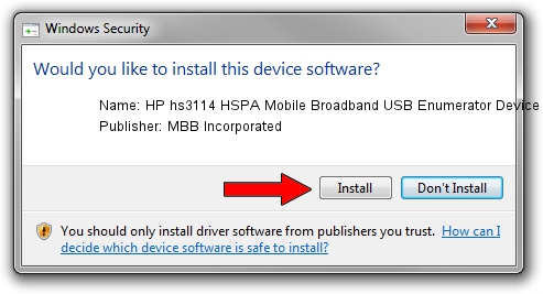 MBB Incorporated HP hs3114 HSPA Mobile Broadband USB Enumerator Device driver download 1326529