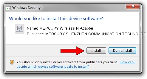 MERCURY SHENZHEN COMMUNICATION TECHNOLOGIES CO.,LTD. MERCURY Wireless N Adapter driver installation 4176042