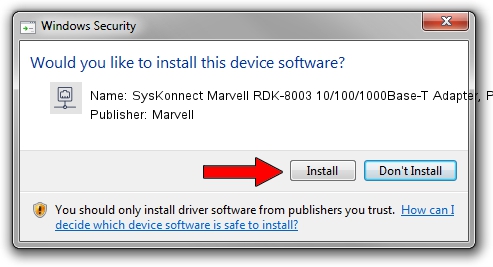 Marvell SysKonnect Marvell RDK-8003 10/100/1000Base-T Adapter, PCI, Copper RJ-45 driver download 178002