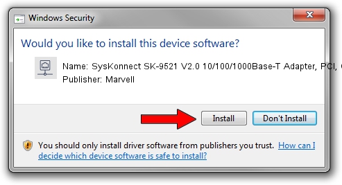 Marvell SysKonnect SK-9521 V2.0 10/100/1000Base-T Adapter, PCI, Copper RJ-45 driver download 1084827