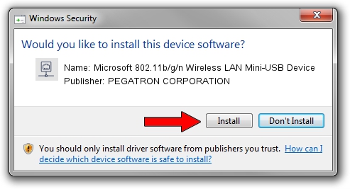 PEGATRON CORPORATION Microsoft 802.11b/g/n Wireless LAN Mini-USB Device driver installation 1132719