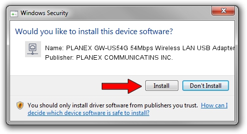 PLANEX COMMUNICATINS INC. PLANEX GW-US54G 54Mbps Wireless LAN USB Adapter driver download 1463297
