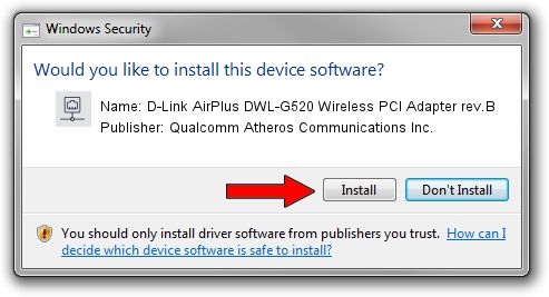 Qualcomm Atheros Communications Inc. D-Link AirPlus DWL-G520 Wireless PCI Adapter rev.B setup file 62156