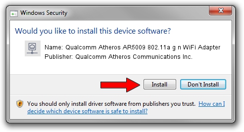 Qualcomm Atheros Communications Inc. Qualcomm Atheros AR5009 802.11a g n WiFi Adapter driver installation 721401