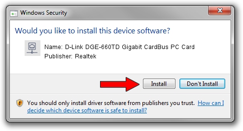 Realtek D-Link DGE-660TD Gigabit CardBus PC Card driver installation 1251544