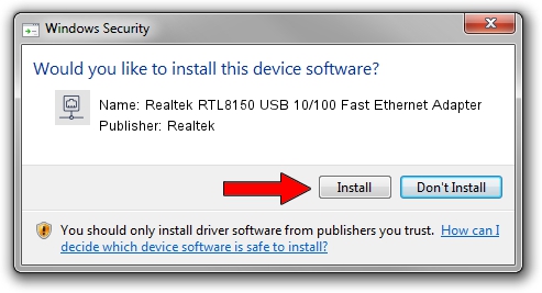 realtek rtl8150 usb 10/100 fast ethernet adapter driver