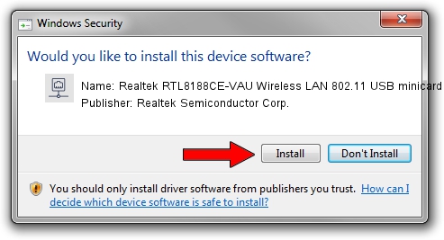 Realtek Semiconductor Corp. Realtek RTL8188CE-VAU Wireless LAN 802.11 USB minicard Mass Production Network Adapter driver installation 57648
