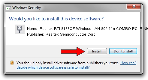 Realtek Semiconductor Corp. Realtek RTL8188CE Wireless LAN 802.11n COMBO PCI-E NIC driver installation 3288980